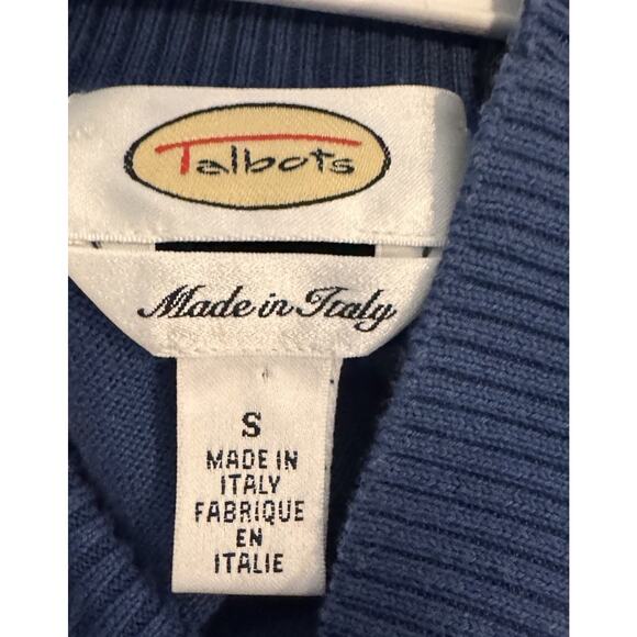 Vintage Talbots Blue Short Sleeved Turtleneck Sweater Made in Italy Size S - Picture 3 of 4